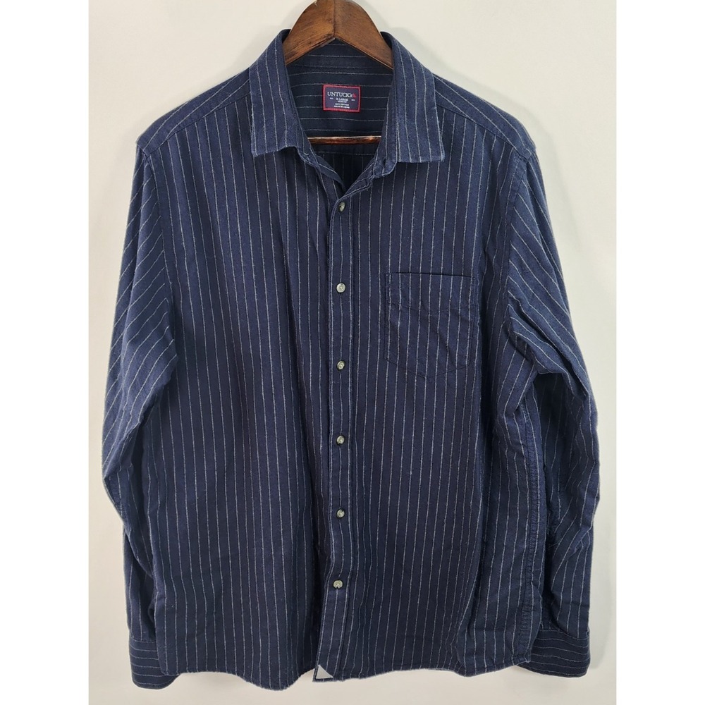 UNTUCKit Shirt Men's XL Slim Fit Navy Pinstripe Button Up